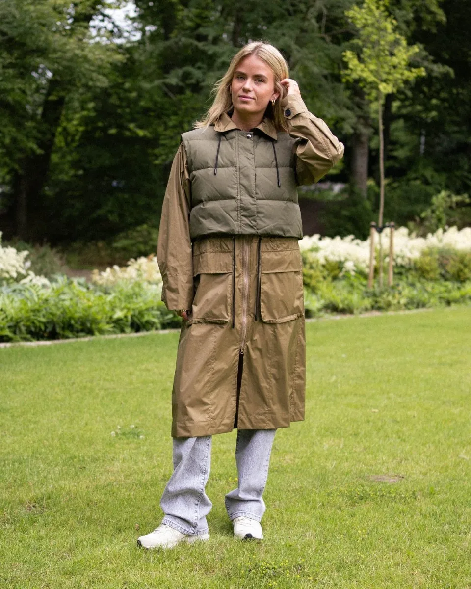 Rain Coat - Khaki/Forest Green