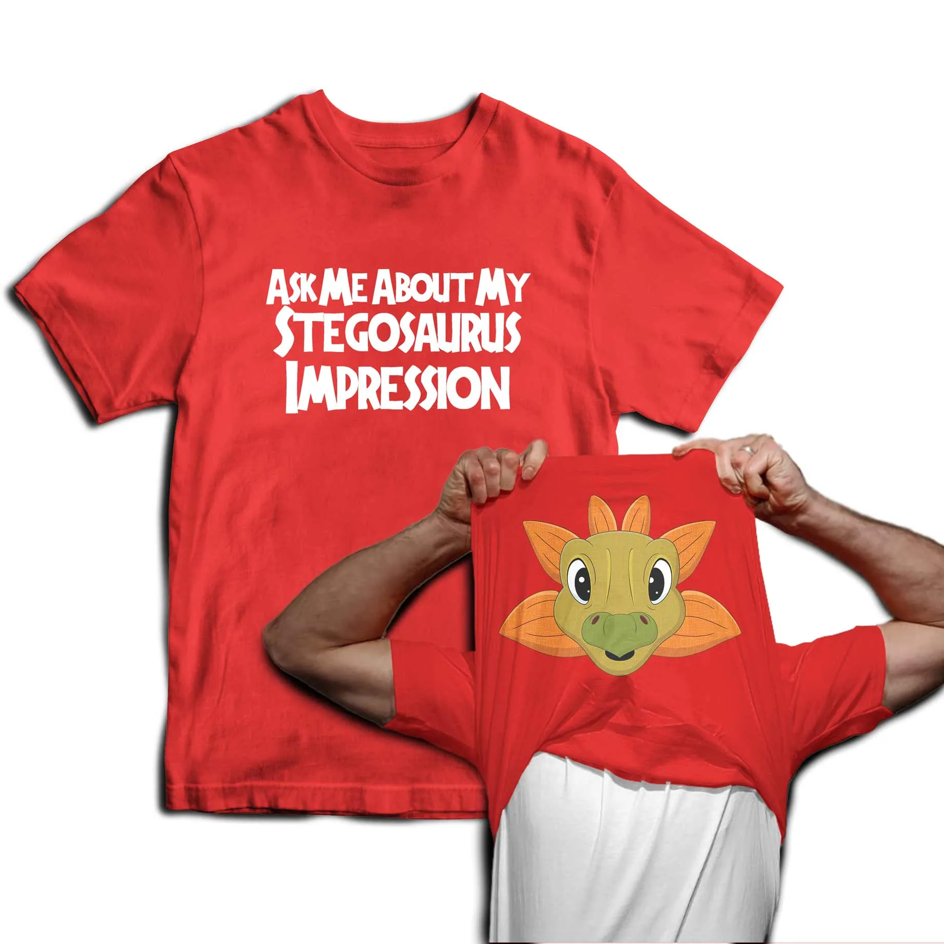 Reality Glitch Ask Me About My Stegosaurus Impression Flip Mens T-Shirt