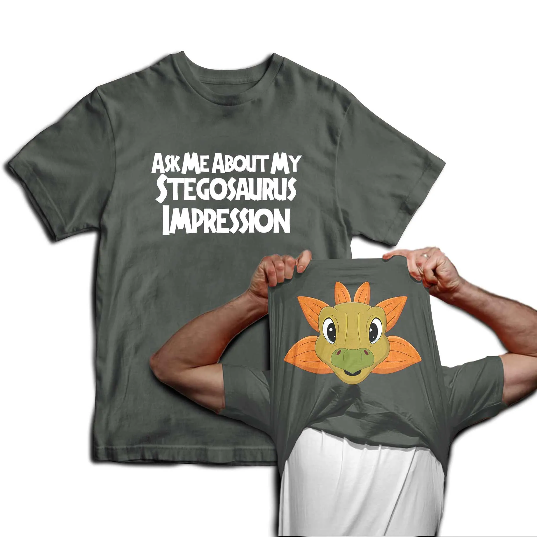 Reality Glitch Ask Me About My Stegosaurus Impression Flip Mens T-Shirt