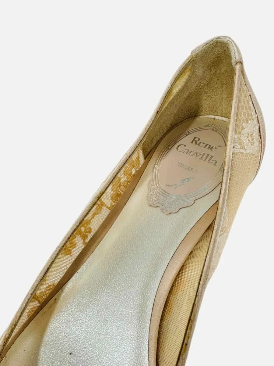 RENE CAOVILLA Lace Nude Flats 36