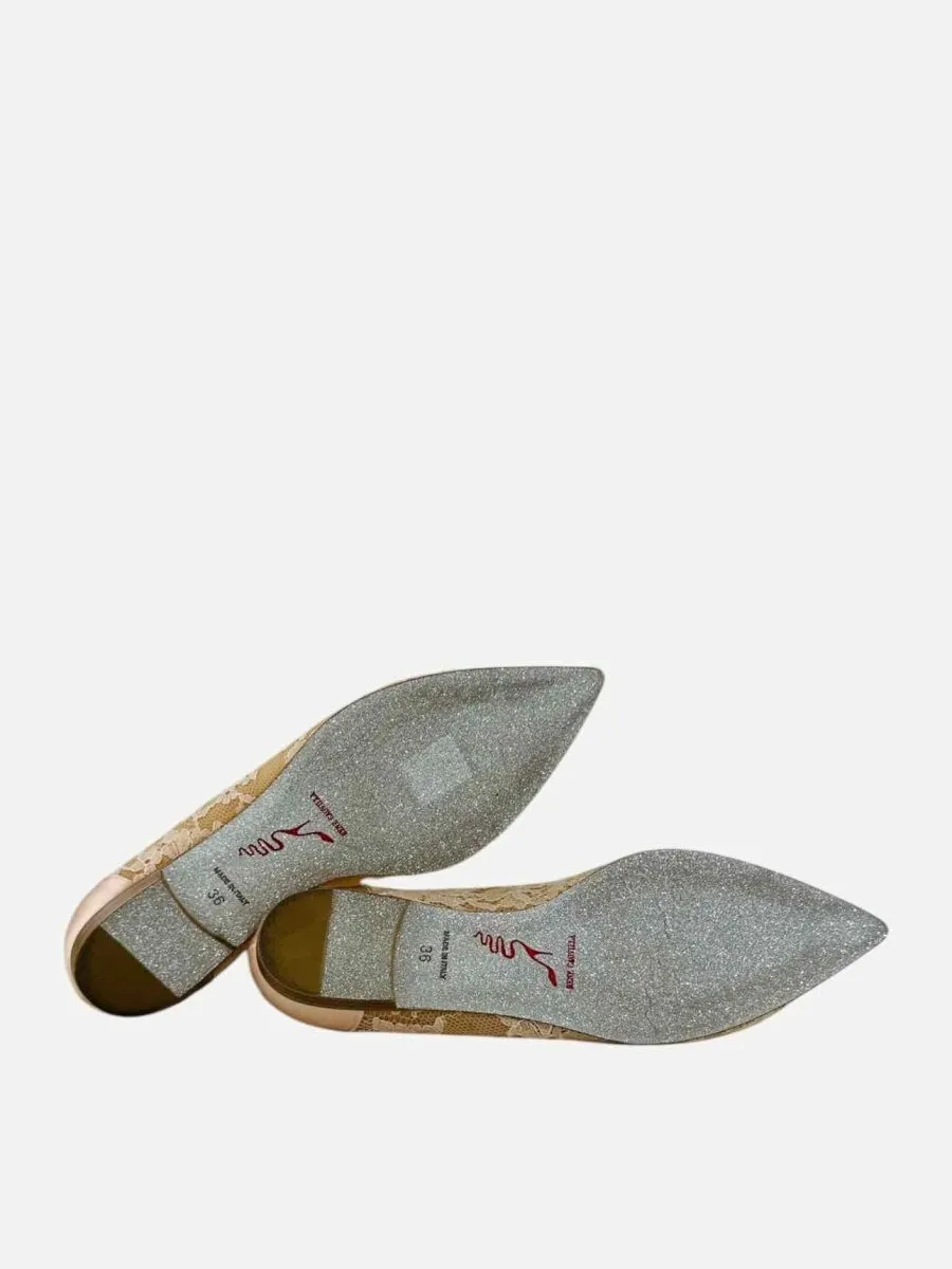 RENE CAOVILLA Lace Nude Flats 36