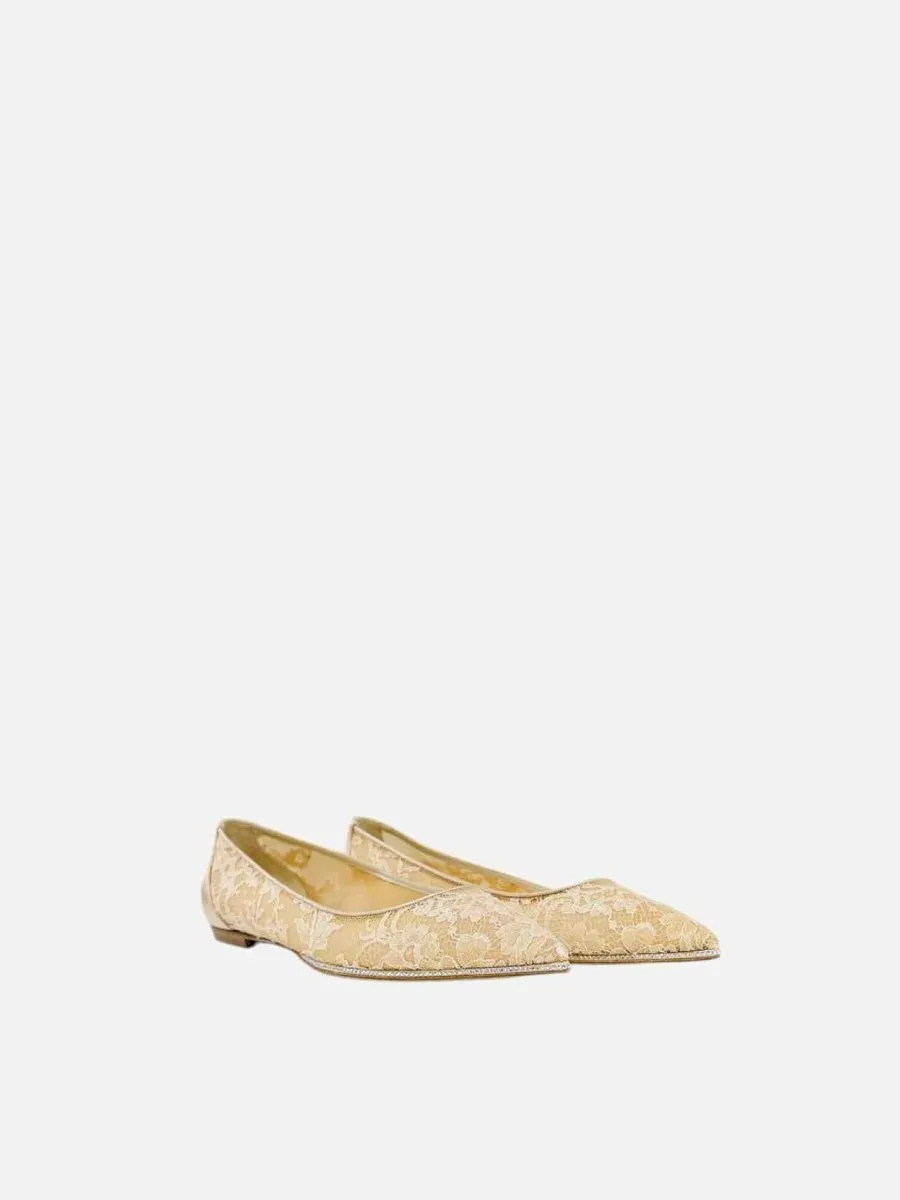 RENE CAOVILLA Lace Nude Flats 36