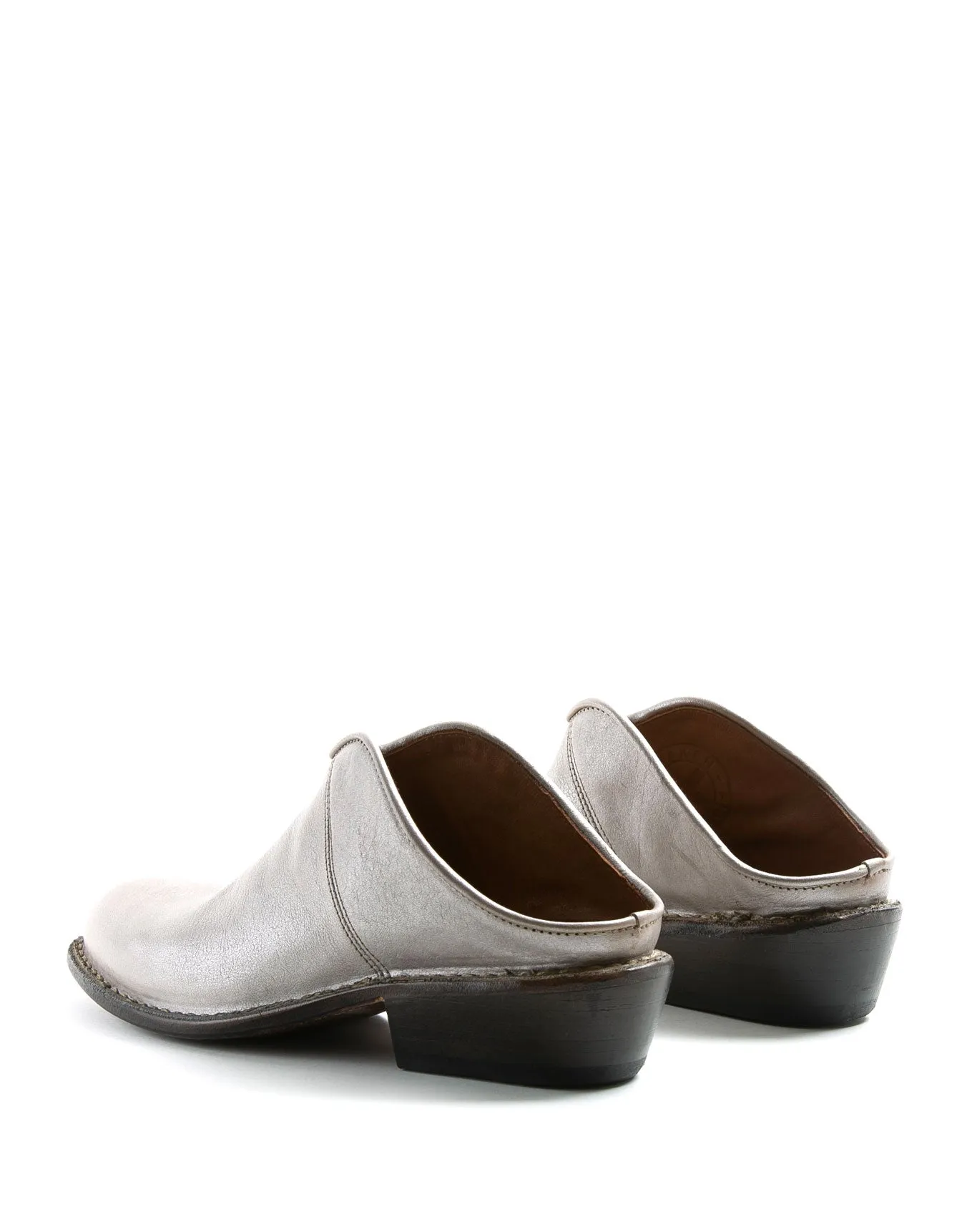 RENO Silver Leather Mules