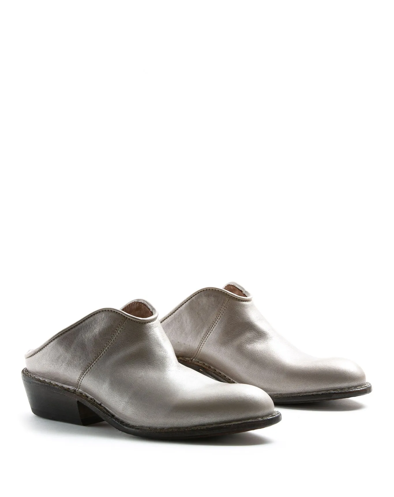 RENO Silver Leather Mules