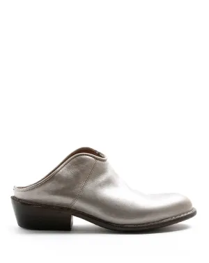 RENO Silver Leather Mules