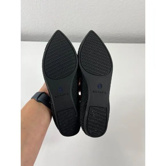 Rothy's The Point Black Honeycomb Knit Flats *NO SIZE NO INSOLES* Size 5.5 READ