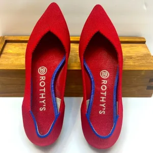 Rothy’s The Point Bright Red Knit Fabric Slip On Ballet Flats. S-6.5
