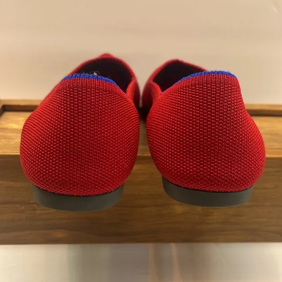 Rothy’s The Point Bright Red Knit Fabric Slip On Ballet Flats. S-6.5