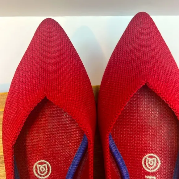 Rothy’s The Point Bright Red Knit Fabric Slip On Ballet Flats. S-6.5
