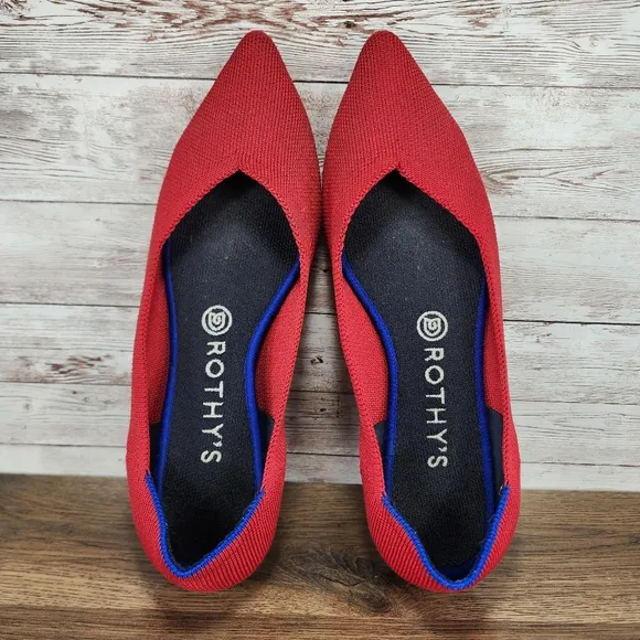 Rothy’s The Point Chili Red Flats Shoes Size 9 Womens