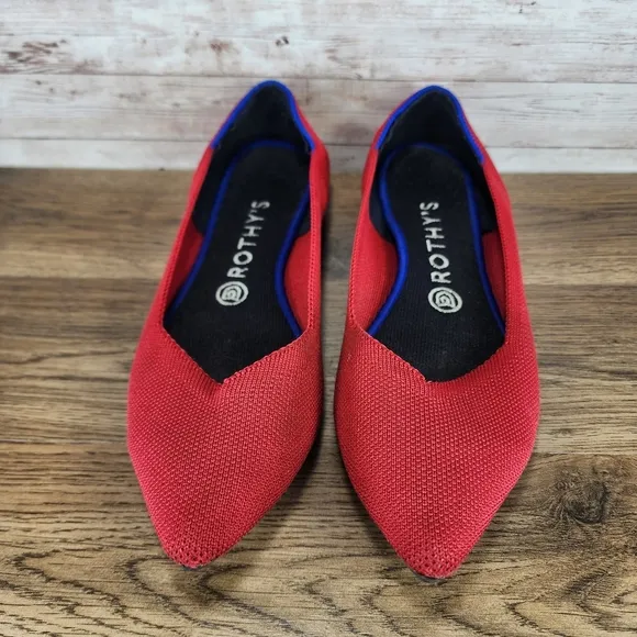 Rothy’s The Point Chili Red Flats Shoes Size 9 Womens