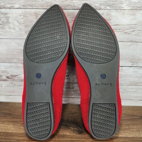 Rothy’s The Point Chili Red Flats Shoes Size 9 Womens