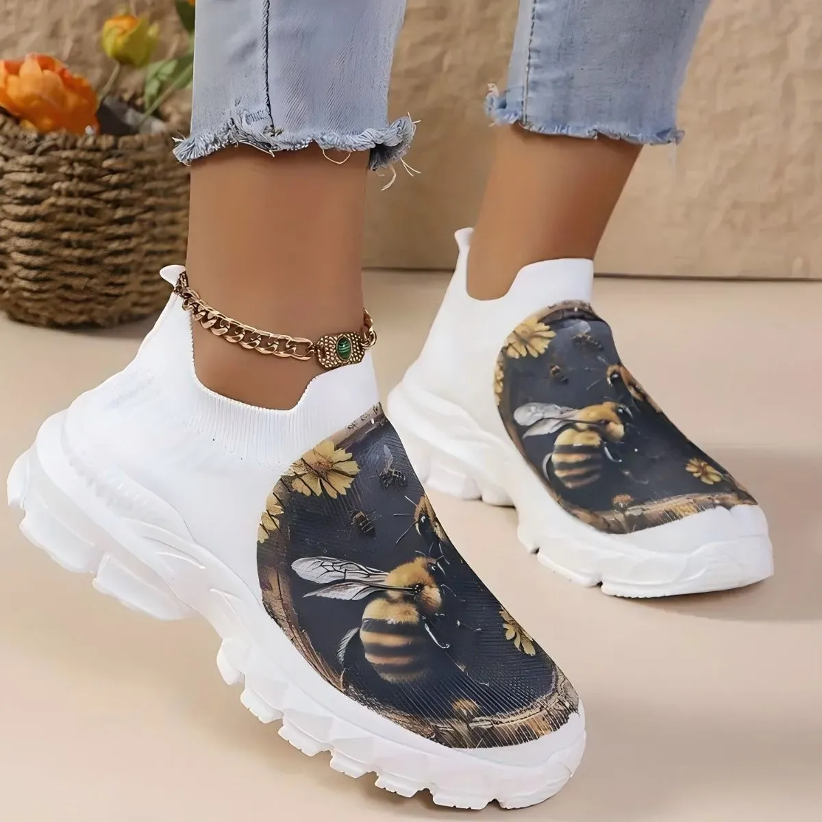 Round Toe Platform Sneakers