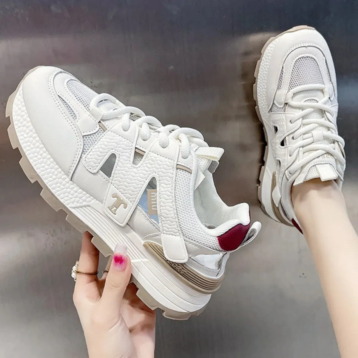 Round Toe Platform Sneakers