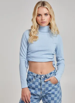 Ruched Crop Ribbed Top