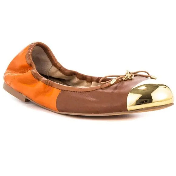 Sam Edelman Fairleigh Orange Tan Gold Flats