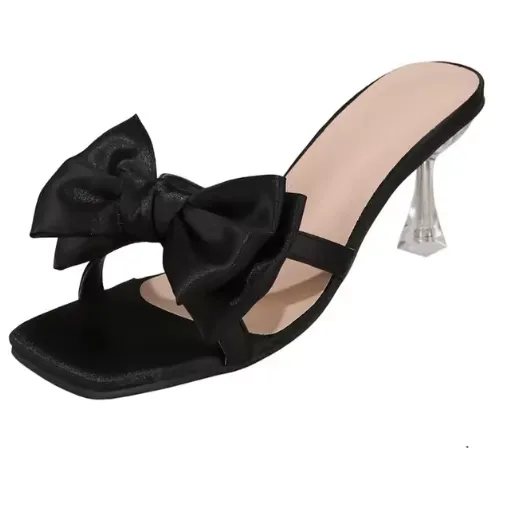 Satin Bow Kitten Heel Mules