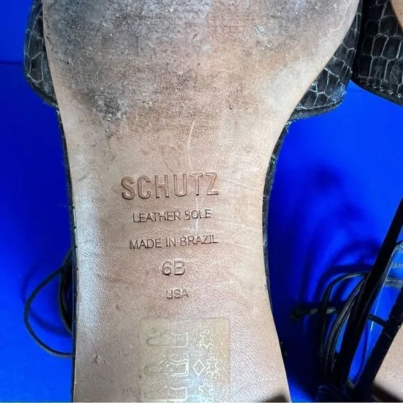 SCHUTZ Womens Neida Grey Crocodile Point Toe D'Orsay Leather Lace Up Flats 6B