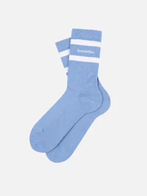 Serif Logo Embroidered Socks - Sky Blue/White