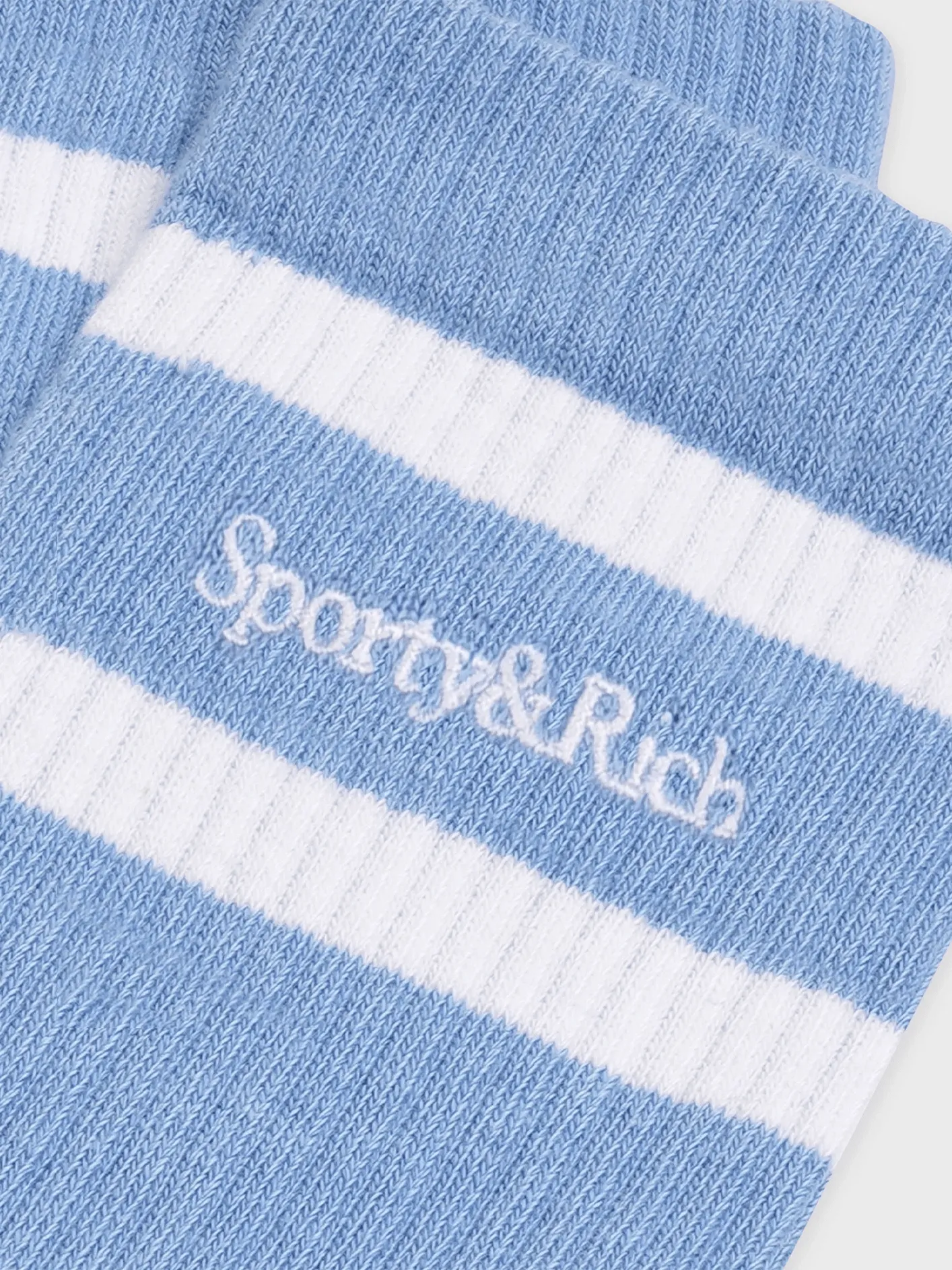 Serif Logo Embroidered Socks - Sky Blue/White