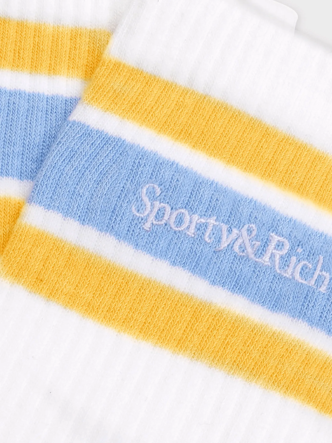 Serif Logo Embroidered Socks - White/China Blue/Almond