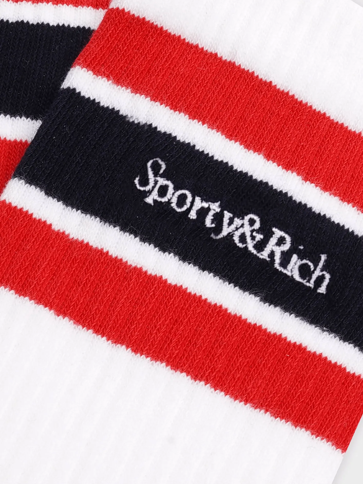 Serif Logo Embroidered Socks - White/Navy/Bright Red