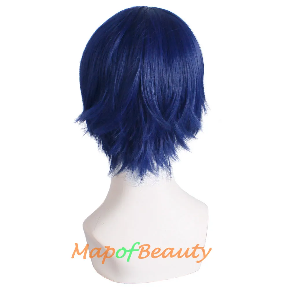 Short Cosplay Anime Wigs Curly Men's Wig Colored Black 12 Inch
