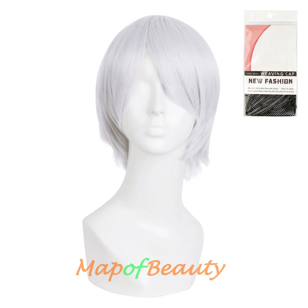 Short Cosplay Anime Wigs Curly Men's Wig Colored Black 12 Inch