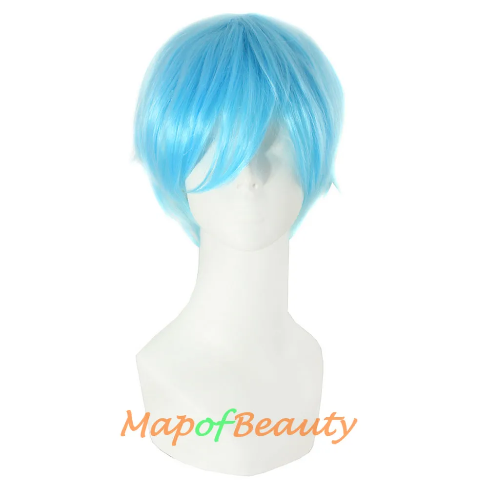 Short Cosplay Anime Wigs Curly Men's Wig Colored Black 12 Inch