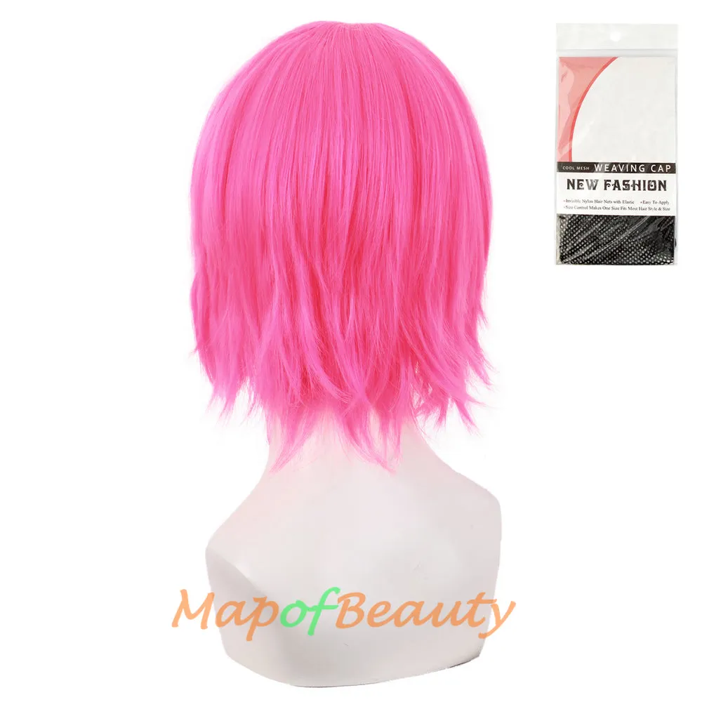 Short Cosplay Anime Wigs Curly Men's Wig Colored Black 12 Inch