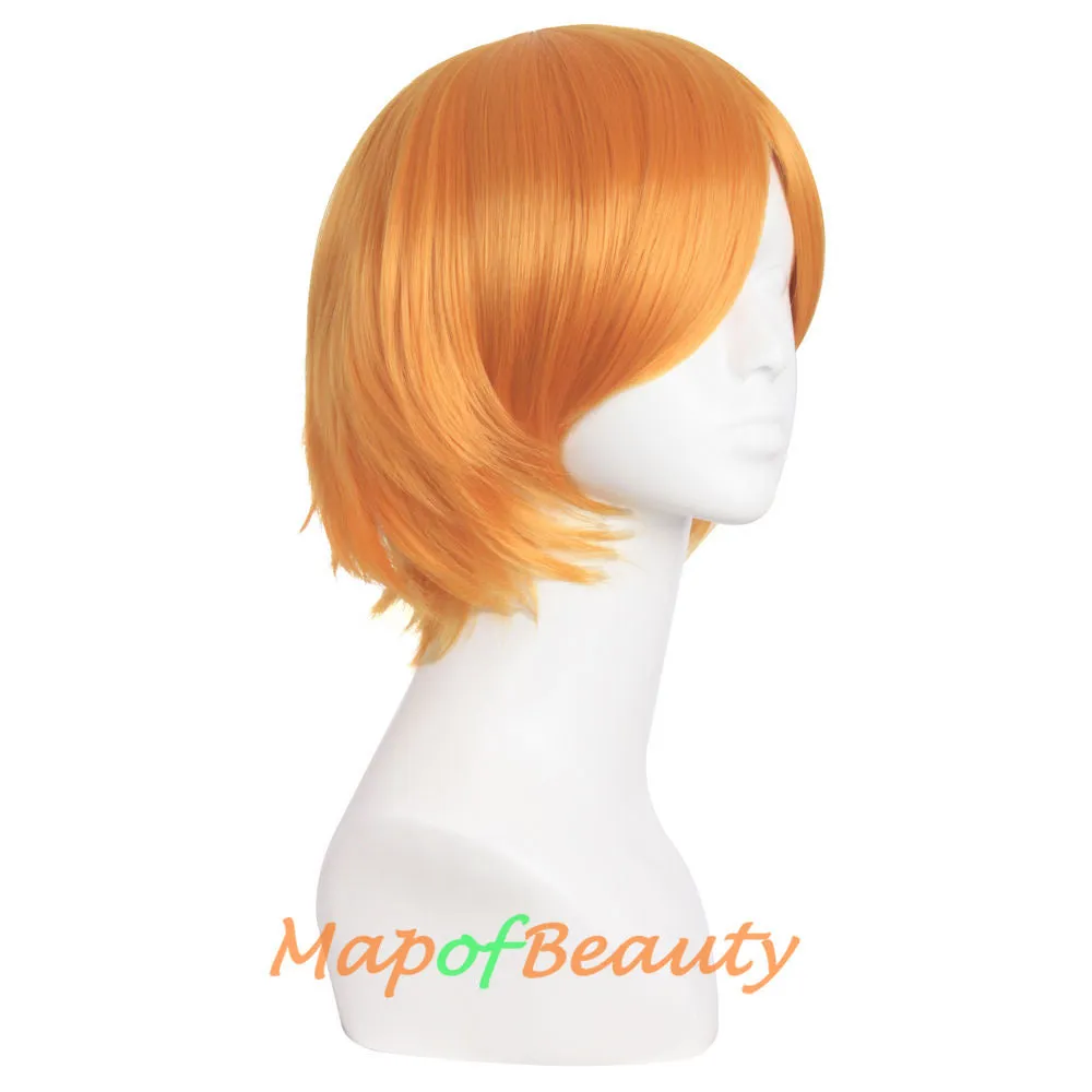 Short Cosplay Anime Wigs Curly Men's Wig Colored Black 12 Inch
