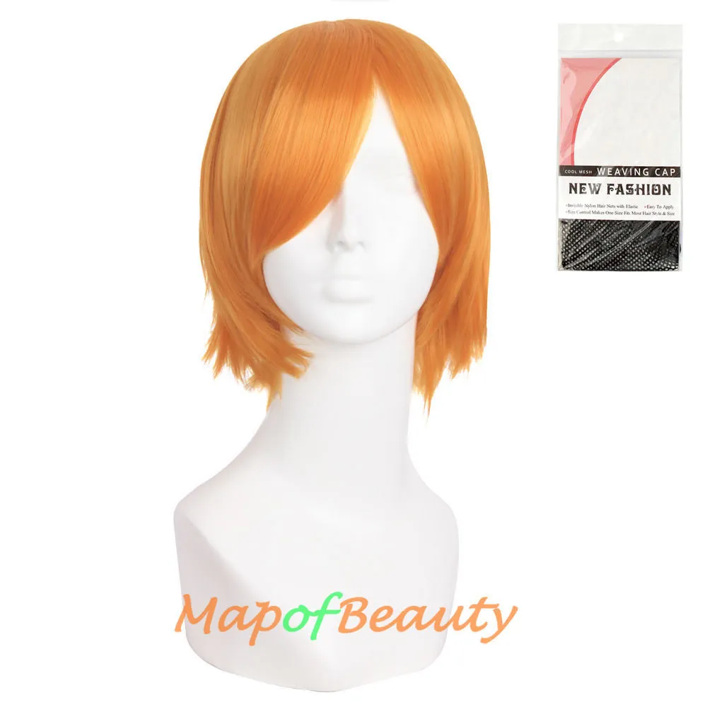Short Cosplay Anime Wigs Curly Men's Wig Colored Black 12 Inch