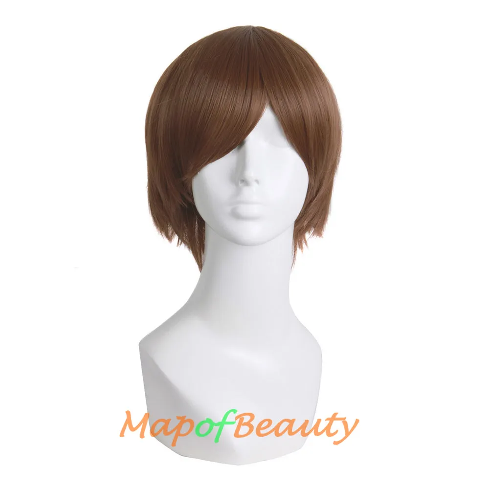Short Cosplay Anime Wigs Curly Men's Wig Colored Black 12 Inch