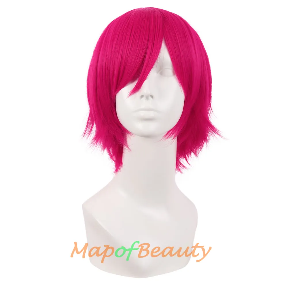 Short Cosplay Anime Wigs Curly Men's Wig Colored Black 12 Inch