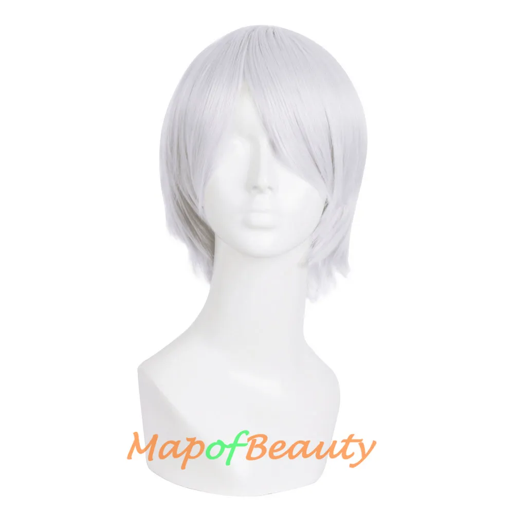 Short Cosplay Anime Wigs Curly Men's Wig Colored Black 12 Inch