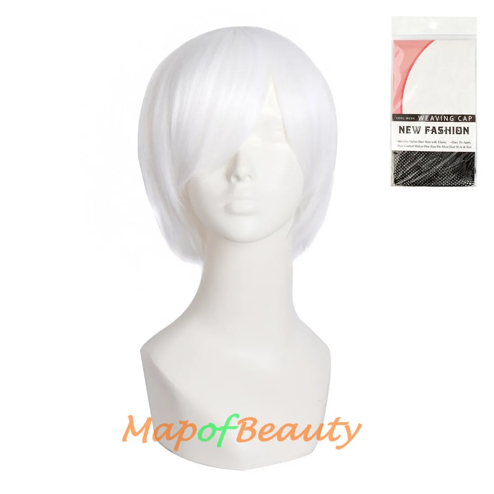 Short Cosplay Anime Wigs Curly Men's Wig Colored Black 12 Inch