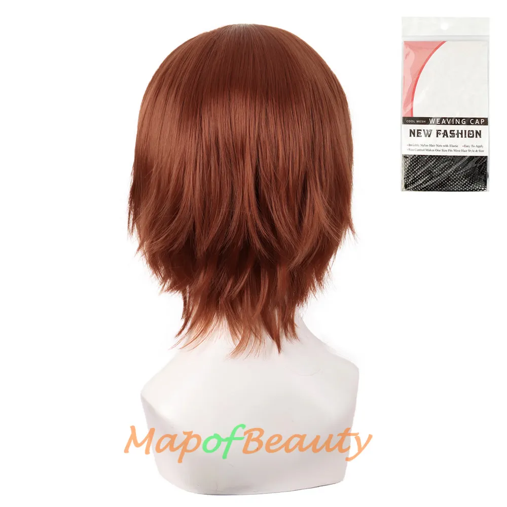 Short Cosplay Anime Wigs Curly Men's Wig Colored Black 12 Inch