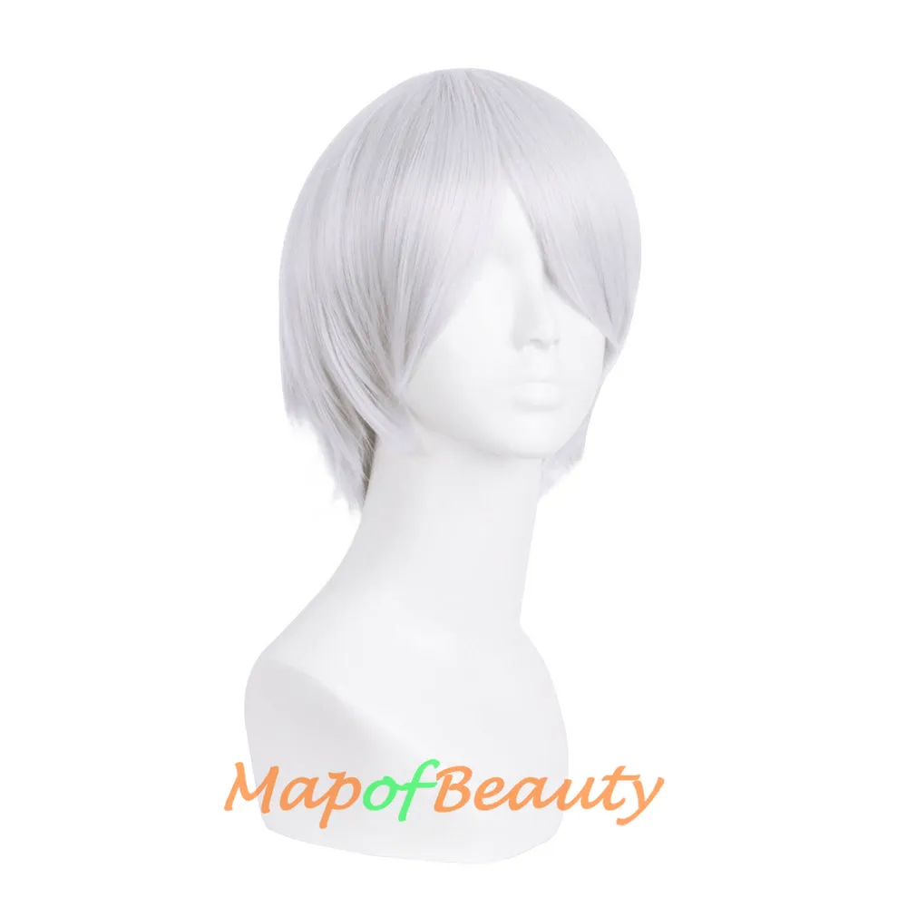 Short Cosplay Anime Wigs Curly Men's Wig Colored Black 12 Inch
