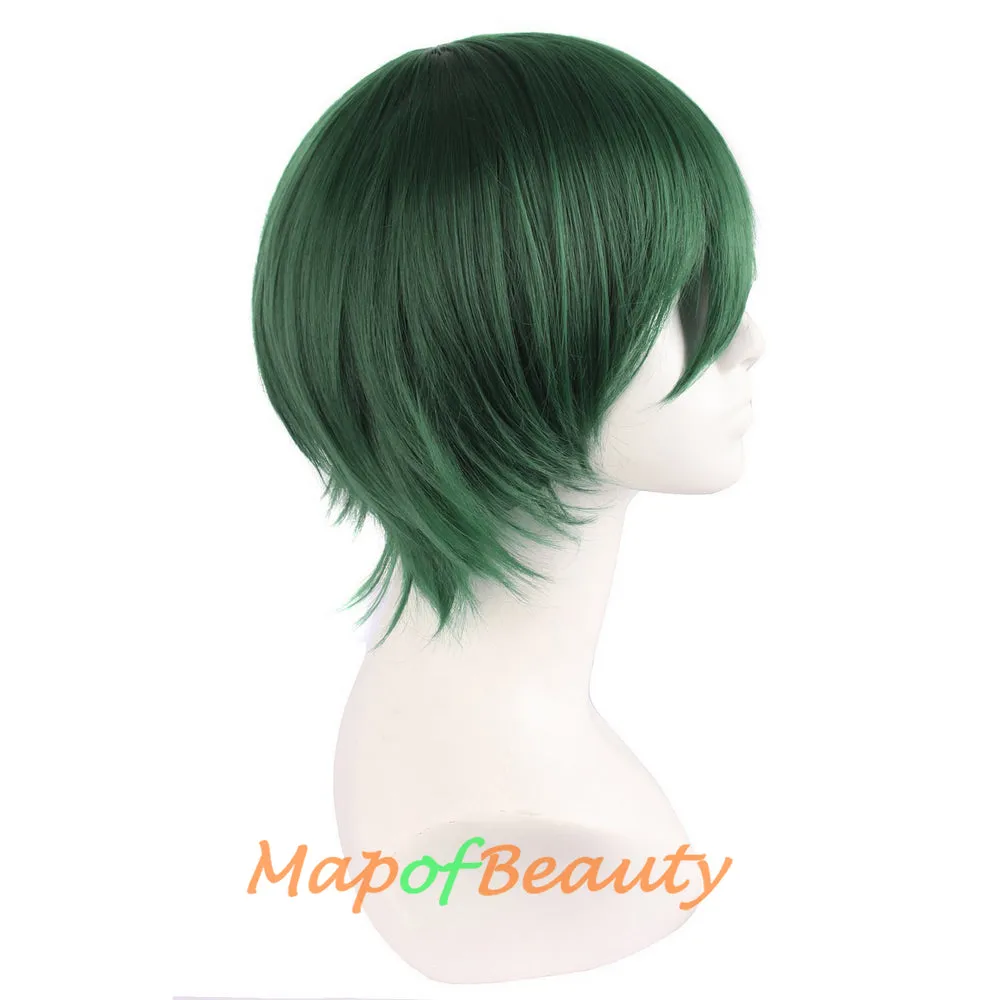 Short Cosplay Anime Wigs Curly Men's Wig Colored Black 12 Inch