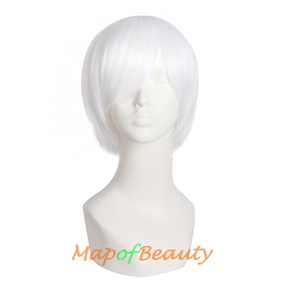 Short Cosplay Anime Wigs Curly Men's Wig Colored Black 12 Inch