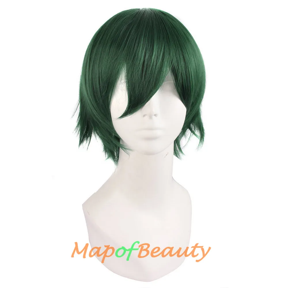 Short Cosplay Anime Wigs Curly Men's Wig Colored Black 12 Inch