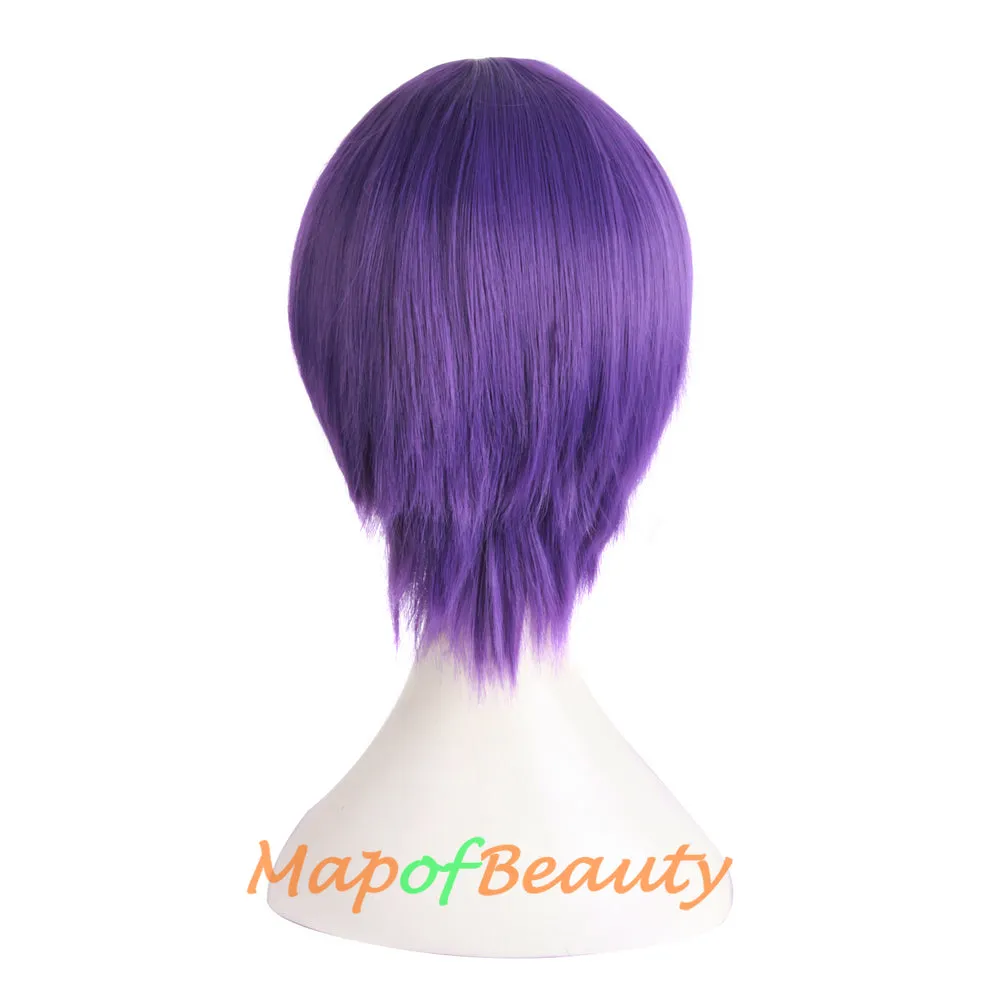 Short Cosplay Anime Wigs Curly Men's Wig Colored Black 12 Inch