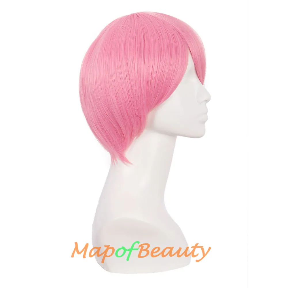 Short Cosplay Anime Wigs Curly Men's Wig Colored Black 12 Inch
