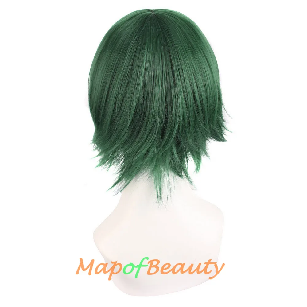Short Cosplay Anime Wigs Curly Men's Wig Colored Black 12 Inch