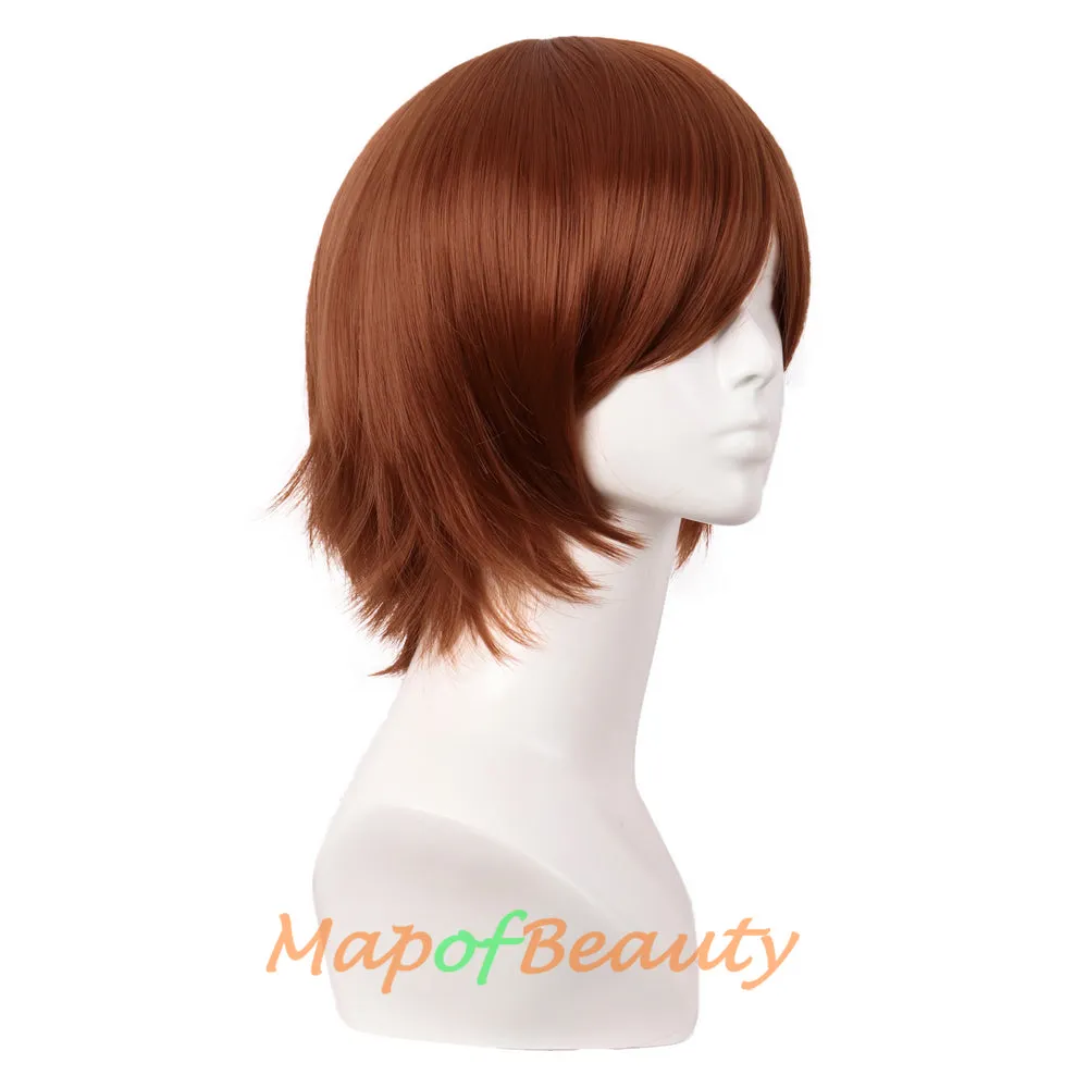 Short Cosplay Anime Wigs Curly Men's Wig Colored Black 12 Inch