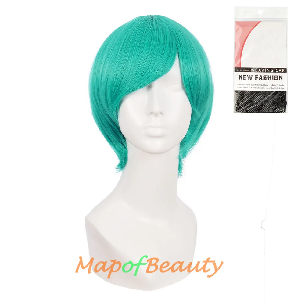 Short Cosplay Anime Wigs Curly Men's Wig Colored Black 12 Inch