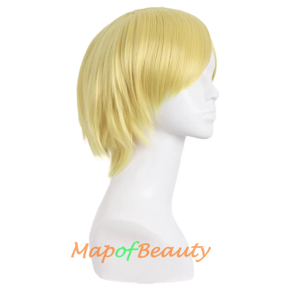 Short Cosplay Anime Wigs Curly Men's Wig Colored Black 12 Inch