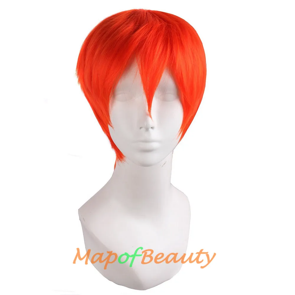 Short Cosplay Anime Wigs Curly Men's Wig Colored Black 12 Inch