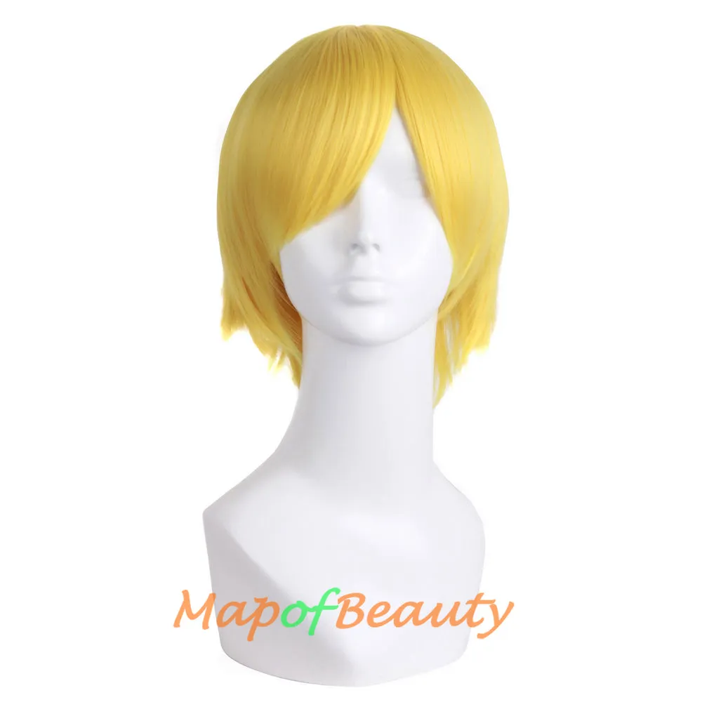 Short Cosplay Anime Wigs Curly Men's Wig Colored Black 12 Inch