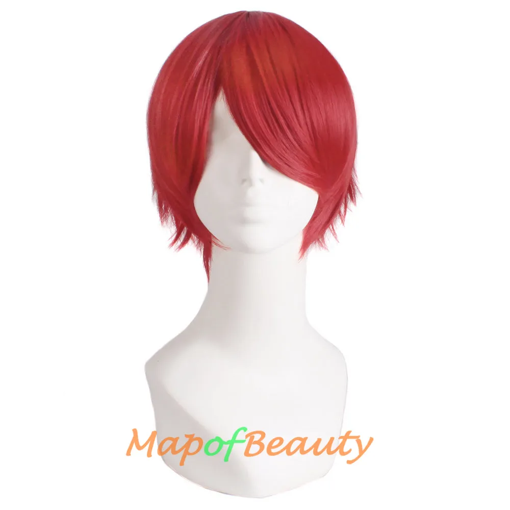 Short Cosplay Anime Wigs Curly Men's Wig Colored Black 12 Inch